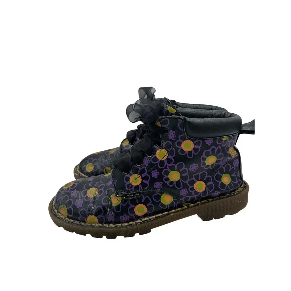 Rare Vintage Made in England Dr. Martens boots bold retro floral Print SZ 8 Y2k - Picture 5 of 11
